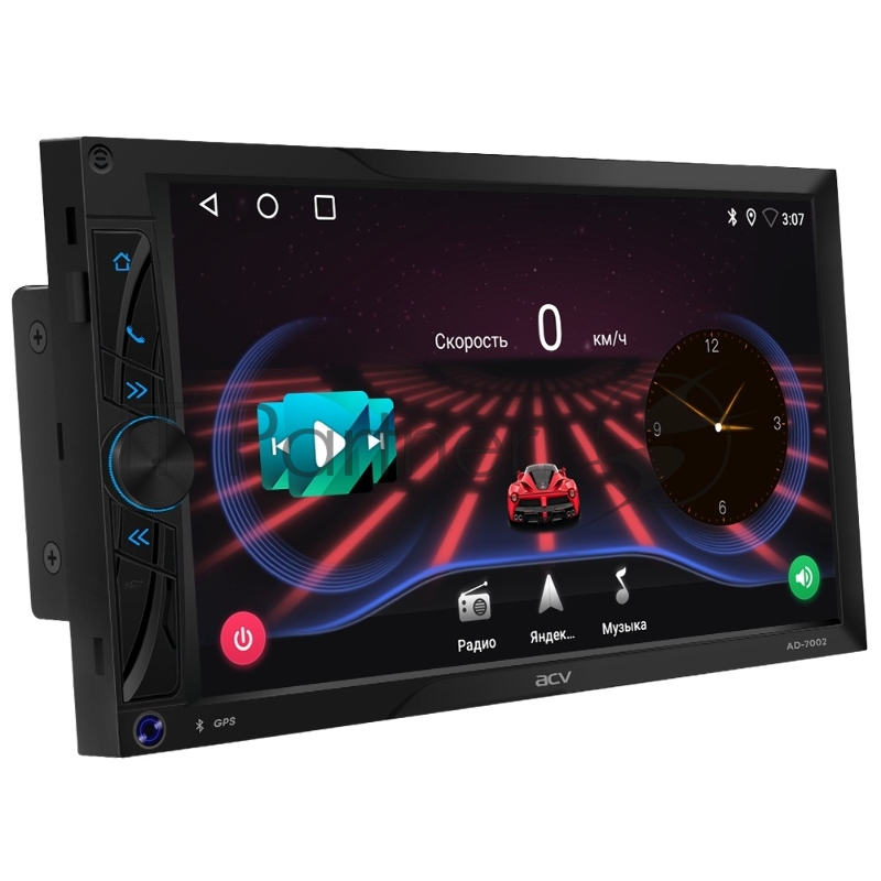 Автомагнитола ACV AD-7002, 2 DIN, 7", Android 11, Bluetooth, USB Type-A, AUX, GPS, CarPlay