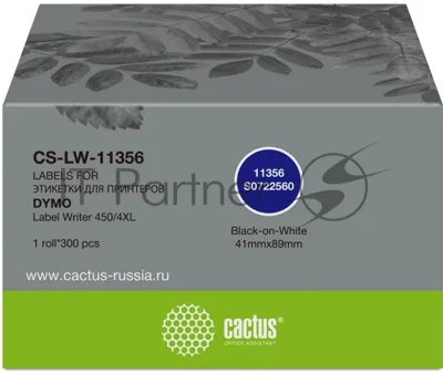 Этикетки Cactus CS-LW-11356 сег.:89x41мм черный белый 300шт/рул Dymo Label Writer 450/4XL