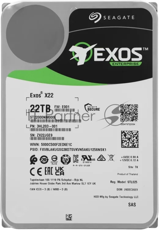 Жесткий диск HDD Seagate Exos X22 22Tb 7200rpm SAS 512Mb 3.5"