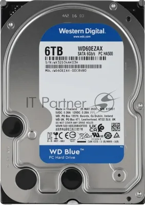 Жесткий диск Western Digital SATA 6Tb 6Gb/S 256MB BLUE WD60EZAX WDC