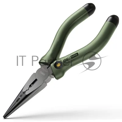 Удлиненные плоскогубцы "Home Series Green" Deli HT2106L 160мм, эксклюзивный дизайн, рукоятка из высококачественного софттач пластика