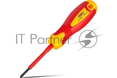 Диэлектрическая крестовая отвертка Deli DL513060 PH0х60 мм сталь Cr-V, сертификат VDE для работ под напряжением до 1000 В