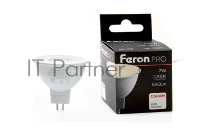 Лампа светодиодная Feron PRO LB-1607 (38179) 7 вт 230в G5.3 теплый с линзой 38 гр.