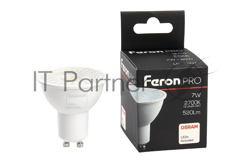Лампа светодиодная Feron PRO LB-1607 7Вт 230В GU10 теплый с линзой 38 гр.