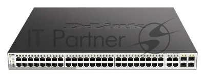 Коммутатор D-Link DGS-1210-52MP/F4A, 48×1 Гбит/с + 4×1 Гбит/с Combo, настраиваемый
