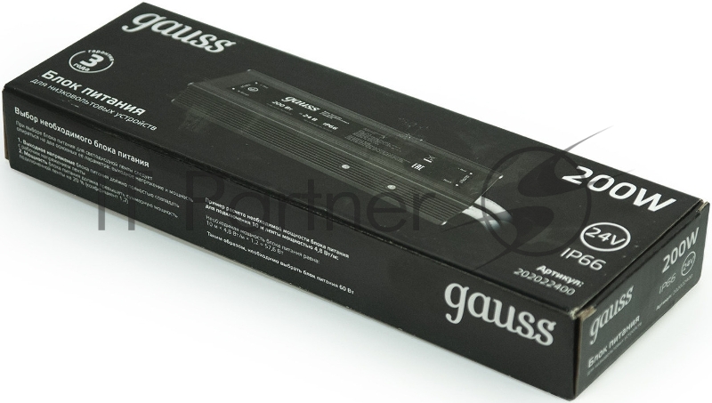 Блок питания Gauss 202022400 пониж. для лен.светод. черный