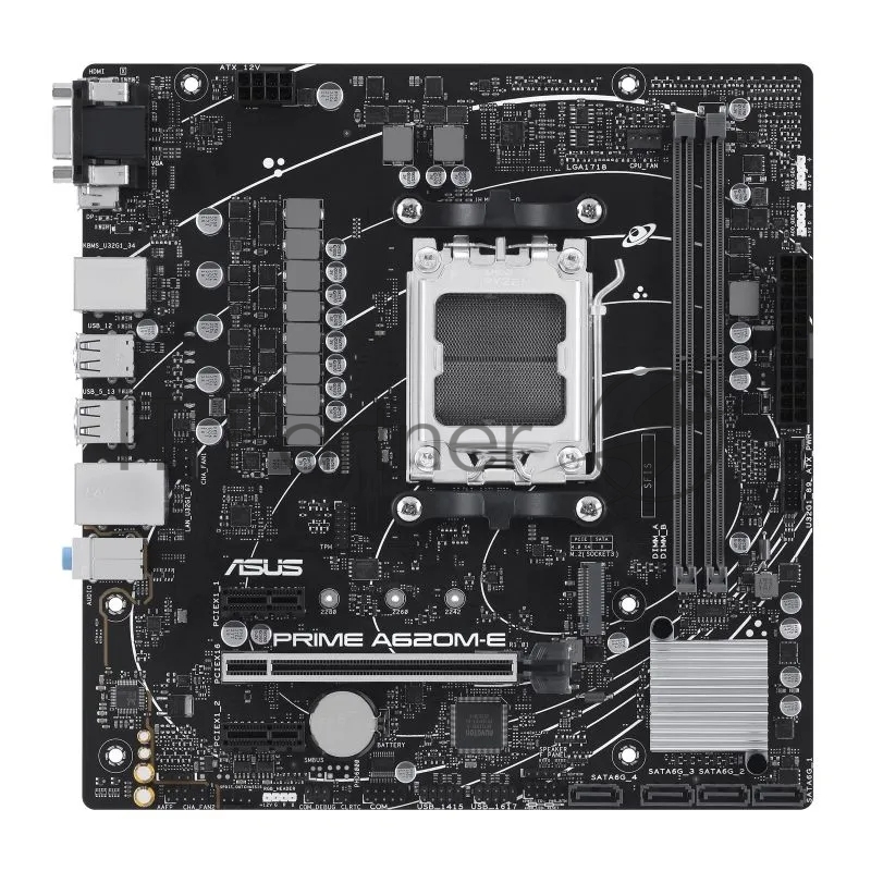 Материнская плата ASUS PRIME A620M-E-CSM, AM5, AMD A620, 2xDDR5, 4xSATA, 1xM.2, 1xPCIe 4.0 x16, 1xPCIe x1, DisplayPort, HDMI, D-Sub, 1x 1Gb LAN, 8xUSB, 3x3.5 мм, 7.1, microATX