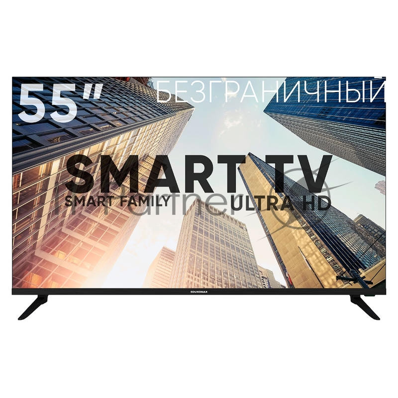 Телевизор Soundmax 55" SM-LED55M02SU черный LED UHD 60Hz Smart TV Android 1.5GB/8GB