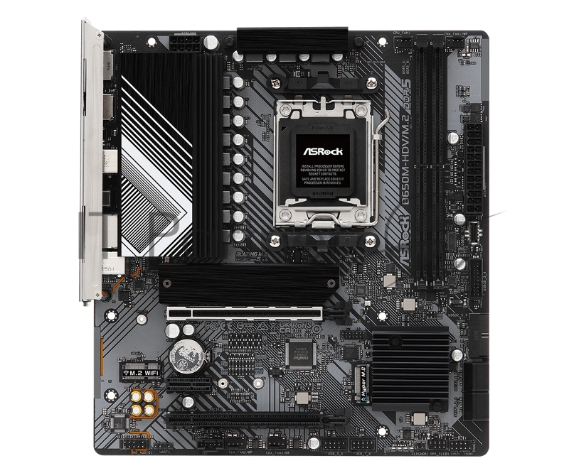 Материнская плата ASRock B650M-HDV/M.2, AM5, AMD B650, 2xDDR5, 4xSATA, 2xM.2, 1xPCIe 4.0 x16, 1xPCIe 4.0 x4, 1xPCIe 3.0 x1, DisplayPort, HDMI, 1x2.5Gb LAN, USB Type-C, 3x3.5 мм, 7.1, microATX
