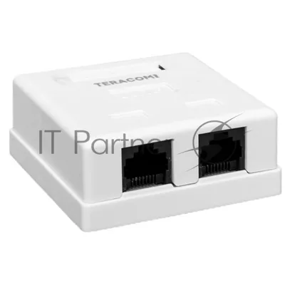 Розетка настенная TERACOM PRO Cat.6 неэкранированная 2 порта RJ-45 Dual IDC белая