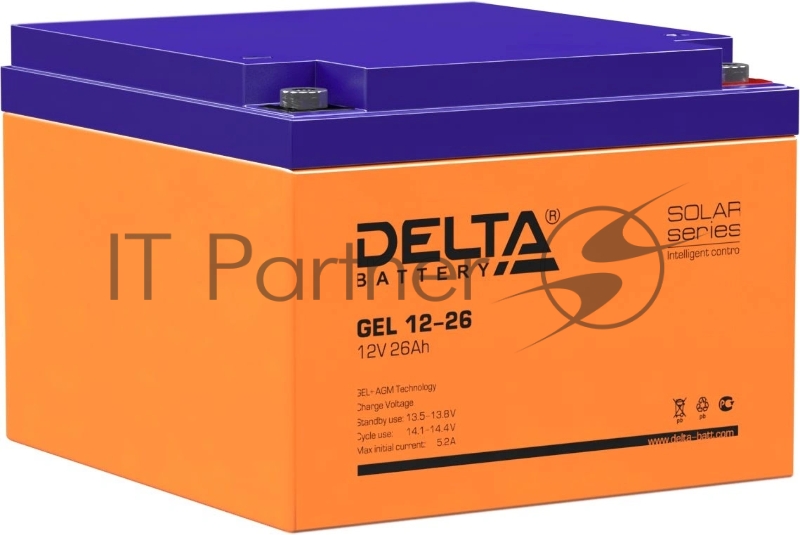 Аккумуляторная батарея Delta GEL 12-26 напряжение 12В, емкость 26А·ч (174х166х125мм)