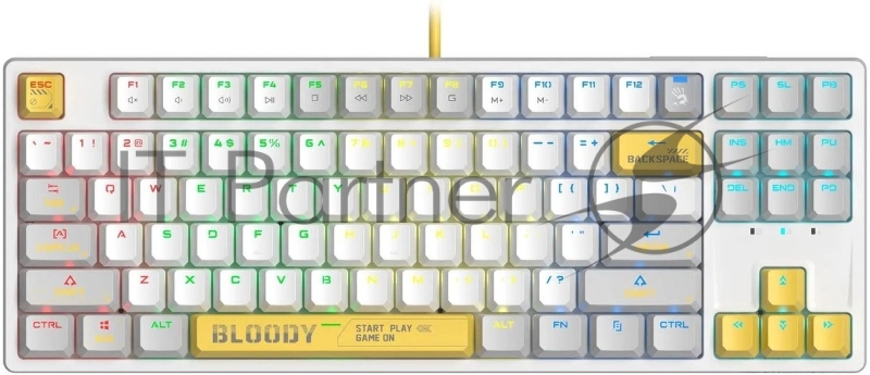 Клавиатура проводная A4Tech Bloody S87 Energy (S87 USB ENERGY WHITE) USB белый/желтый