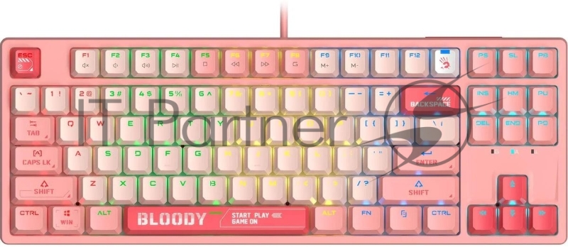 Клавиатура проводная A4Tech Bloody S87 Energy (S87 USB ENERGY PINK) USB розовый