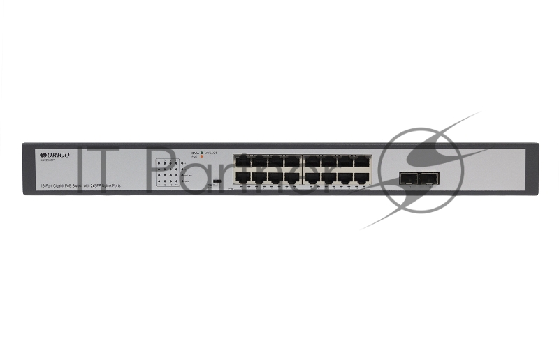 Коммутатор ORIGO OS2218FP/200W/A1A, 16×1 Гбит/с PoE + 2×1 Гбит/с SFP, неуправляемый