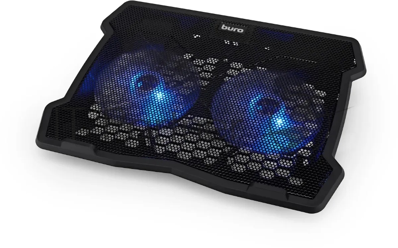 Подставка для ноутбука Buro 15"335x265x22мм 74.35дБ 1xUSB 2x 140ммFAN 480г металлическая сетка/пластик черный