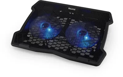 Подставка для ноутбука Buro 15"335x265x22мм 74.35дБ 1xUSB 2x 140ммFAN 480г металлическая сетка/пластик черный