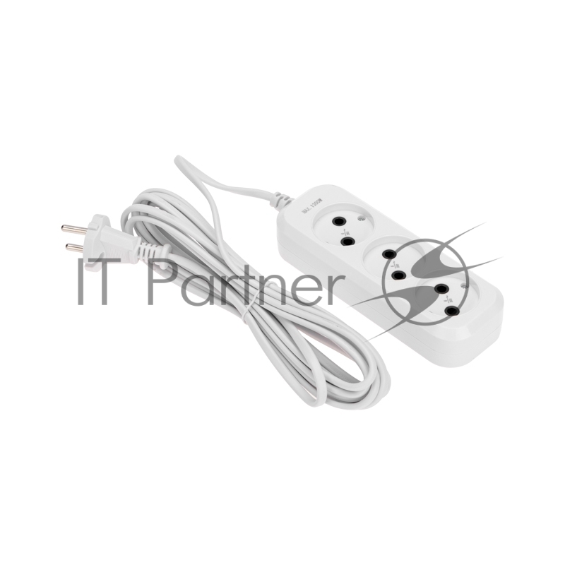 Удлинитель 3 гнезда, 5 м, 2х0,75 мм², б/з, белый PROconnect