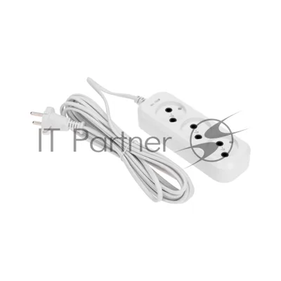 Удлинитель 3 гнезда, 5 м, 2х0,75 мм², б/з, белый PROconnect