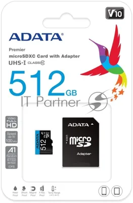 Флеш карта MICRO SDXC 512Gb AUSDX512GUICL10A1-RA1 ADATA