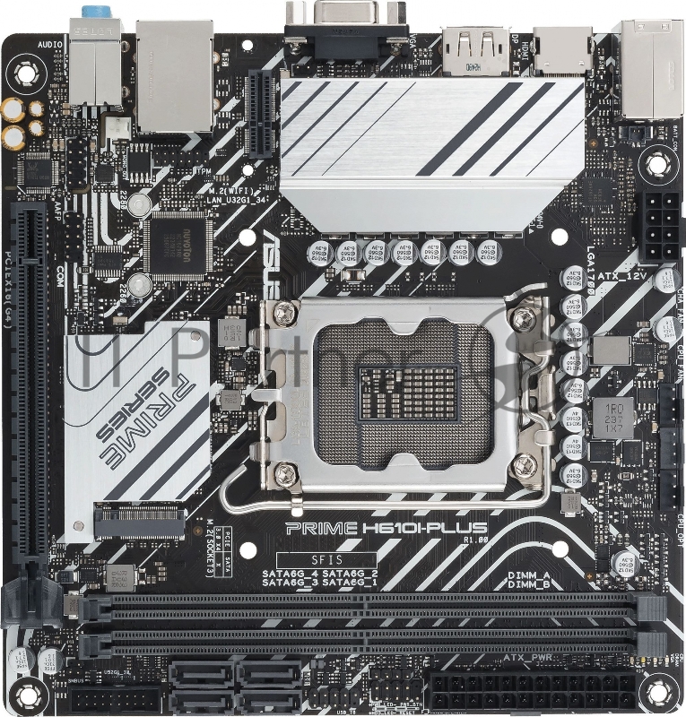 Материнская плата ASUS PRIME H610I-PLUS-CSM, LGA 1700, Intel H610, 2xDDR5, 4xSATA, 1xM.2 PCIe 3.0 x4, 1xPCIe 4.0 x16, 1xHDMI, 1xDP, 1xVGA, 2xUSB-A 3.2 Gen 1, 2xUSB-A 2.0, 1x 1Gb LAN, 3x3.5 мм, 7.1, Mini-ITX