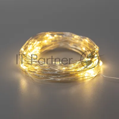 Гирлянда Neon-night Роса 10м, 100 LED, теплый белый, IP44, на батарейках 3хАА, с пультом 8 режимов