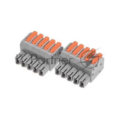 Клемма Rexant СМК 222-425R проходная разъемная 5 полюсов серый 0,2-2,5/4 мм² (20 шт/уп)