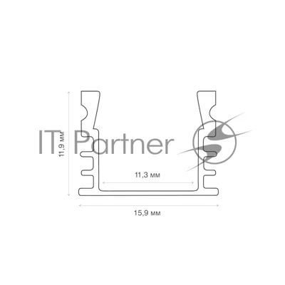 Комплект накладного алюминиевого профиля с рассеивателем Rexant 16х12 мм, 1 м