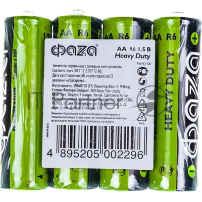 Элементы питания JazzWay солевые R 6 (AA) ФАZА Heavy Duty, 4шт.