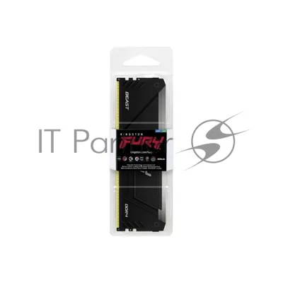 Оперативная память Kingston Fury Beast, DDR4, 32GB (1x32GB), 3200MHz, CL16, DIMM, с радиатором, RGB, черный