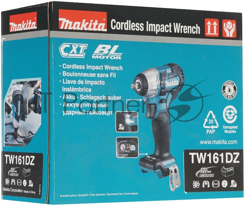 Гайковерт Makita TW161DZ аккум. патрон:квад.3/8" (кейс в комплекте)