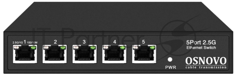 Коммутатор OSNOVO SW-5D-1(60W), 4×2.5 Гбит/с PoE + 1×2.5 Гбит/с, неуправляемый