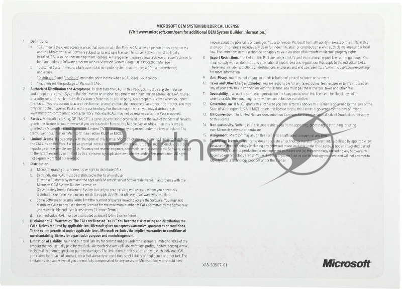 Операционная система Microsoft Windows Server CAL 2022 English 1pk DSP OEI 5 Clt Device CAL (R18-06430)