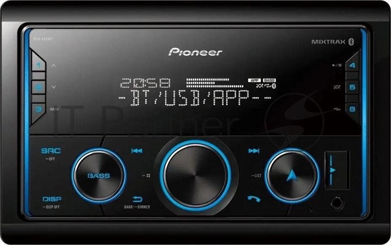 Автомагнитола Pioneer MVH-S425BT, 2 DIN, Bluetooth, USB Type-A, AUX, пульт ДУ