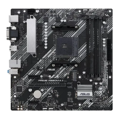 Материнская плата ASUS PRIME A520M-A II/CSM, AM4, AMD A520, 4xDDR4, 4xSATA, 1xM.2, 1xPCIe 3.0 x16, 2xPCIe x1, DisplayPort, HDMI, D-Sub, 1x 1Gb LAN, 6xUSB, 3x3.5 мм, 7.1, microATX