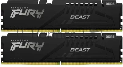 Оперативная память Kingston Fury Beast, DDR5, 16GB (2x8GB), 5600MHz, CL36, DIMM, с радиаторами, черный