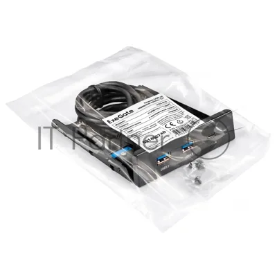 Планка USB на переднюю панель ExeGate U3H-616, 3,5", 2хUSB3.0+1хTypeC, черная, металл, подсоединение к мат. плате