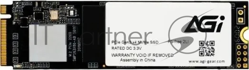 Накопитель SSD AGI AI298, 512Gb, PCIe 3.0 x4, M.2 2280, NVMe, R/W 2200/1300