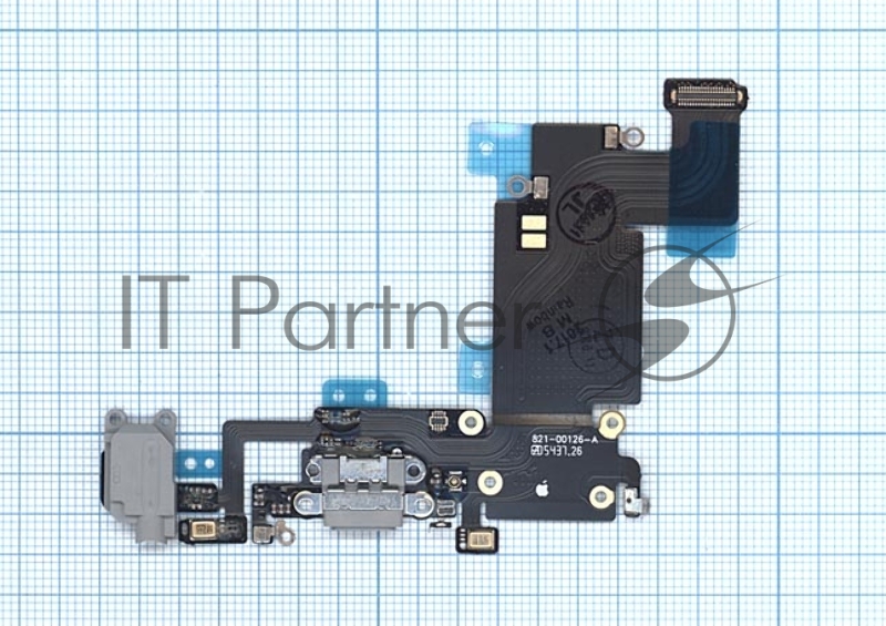 Шлейф разъема питания с аудио-разъемом для iPhone 6S Plus серый