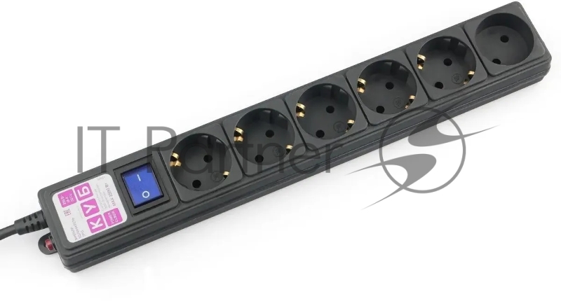 Сетевой фильтр Powercube SPG6-B-3M 3м, 6 розеток, черный, коробка