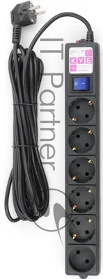 Сетевой фильтр Powercube SPG6-B-5M 5 м, 6 розеток, черный, коробка