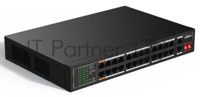 Коммутатор Dahua DH-SF1026LP, 24×100 Мбит/с + 2×1 Гбит/с, управляемый