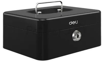 Ящик для денег Deli ET500 90x200x160 черный металл 1.2 кг