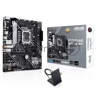 Материнская плата ASUS PRIME H610M-A WIFI, LGA1700, Intel H610, 2xDDR5, 4xSATA, 2xM.2, 1xPCIe 4.0 x16, 1xPCIe 4.0 x1, DisplayPort, HDMI, VGA (D-Sub), 1x1Gb LAN, USB 3.2 Gen 2, 3x3.5 мм, 7.1, microATX