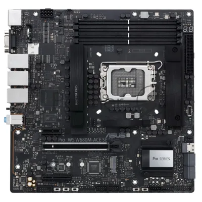 Материнская плата ASUS Pro WS W680M-ACE SE, LGA1700, Intel W680, 4xDDR5, 8xSATA, 2xM.2, 1xPCIe 5.0 x16, DisplayPort, HDMI, D-Sub, 3x2.5Gb LAN, USB Type-C, 3x3.5 мм, 7.1, microATX