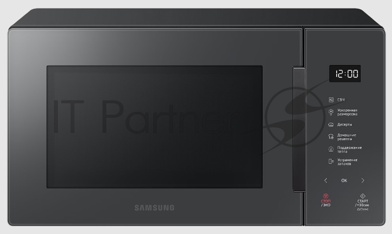 Микроволновая печь Samsung MS23T5018AC/BW антрацит, 23 л, 800 Вт, переключатели - сенсор