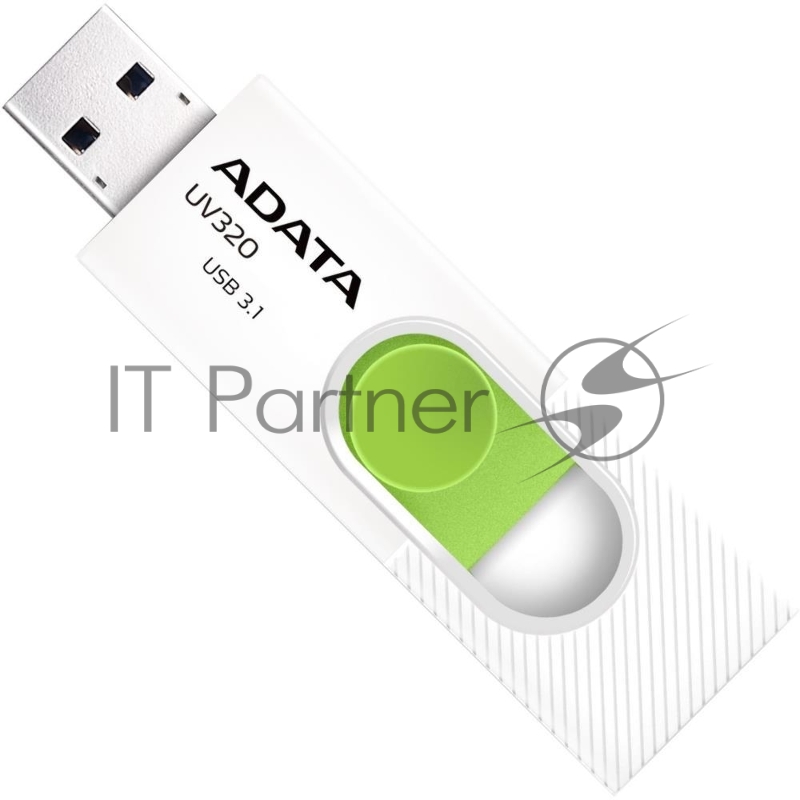 Флешка USB ADATA UV320 (AUV320-512G-RWHGN), 512Gb, USB 3.2 Gen1, R/W 100/30, белый/зеленый