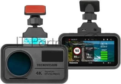 Видеорегистратор TrendVision Hybrid Signature Real 4K Max, 3840x2160, 3", GPS/ГЛОНАСС, Wi-Fi, G-сенсор, датчик движения, GPS-информатор