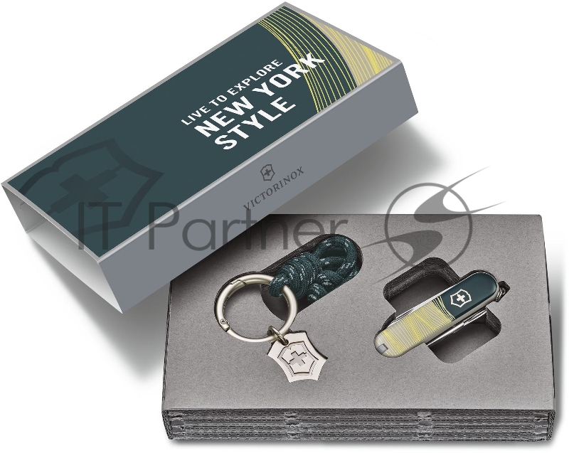 Нож перочинный Victorinox Classic SD New York Style (0.6223.E223) 58мм 7 функций зеленый подар.коробка