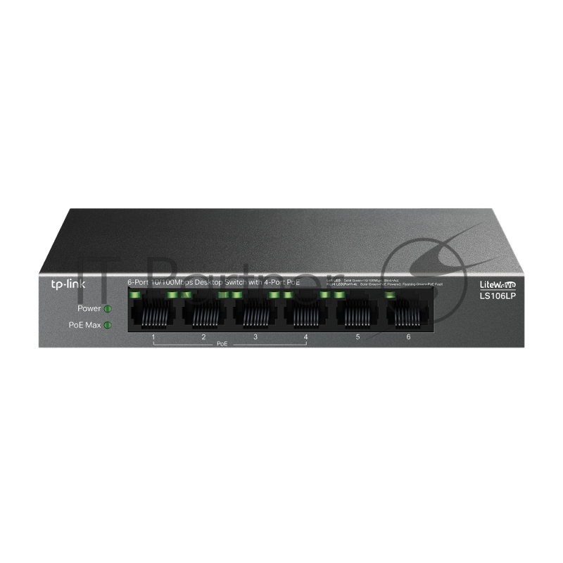 Коммутатор настольный TP-Link LS106LP с 6 портами 10/100 Мбит/с (4 порта PoE)