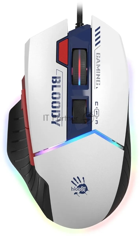 Мышь беспроводная A4Tech Bloody W95 Max Sports синий/белый оптическая (12000dpi) USB (10but)